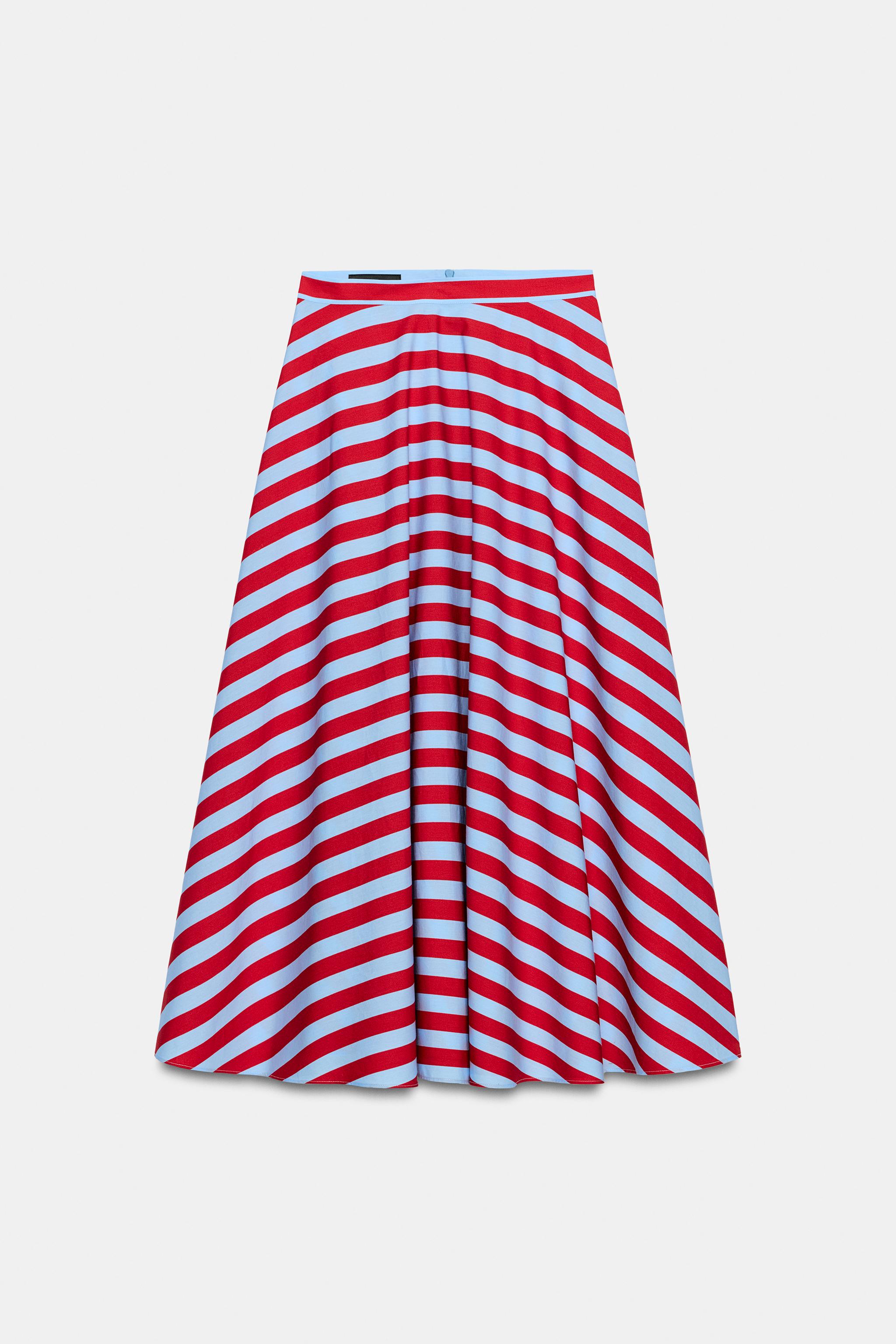 STRIPED CAPE MIDI SKIRT